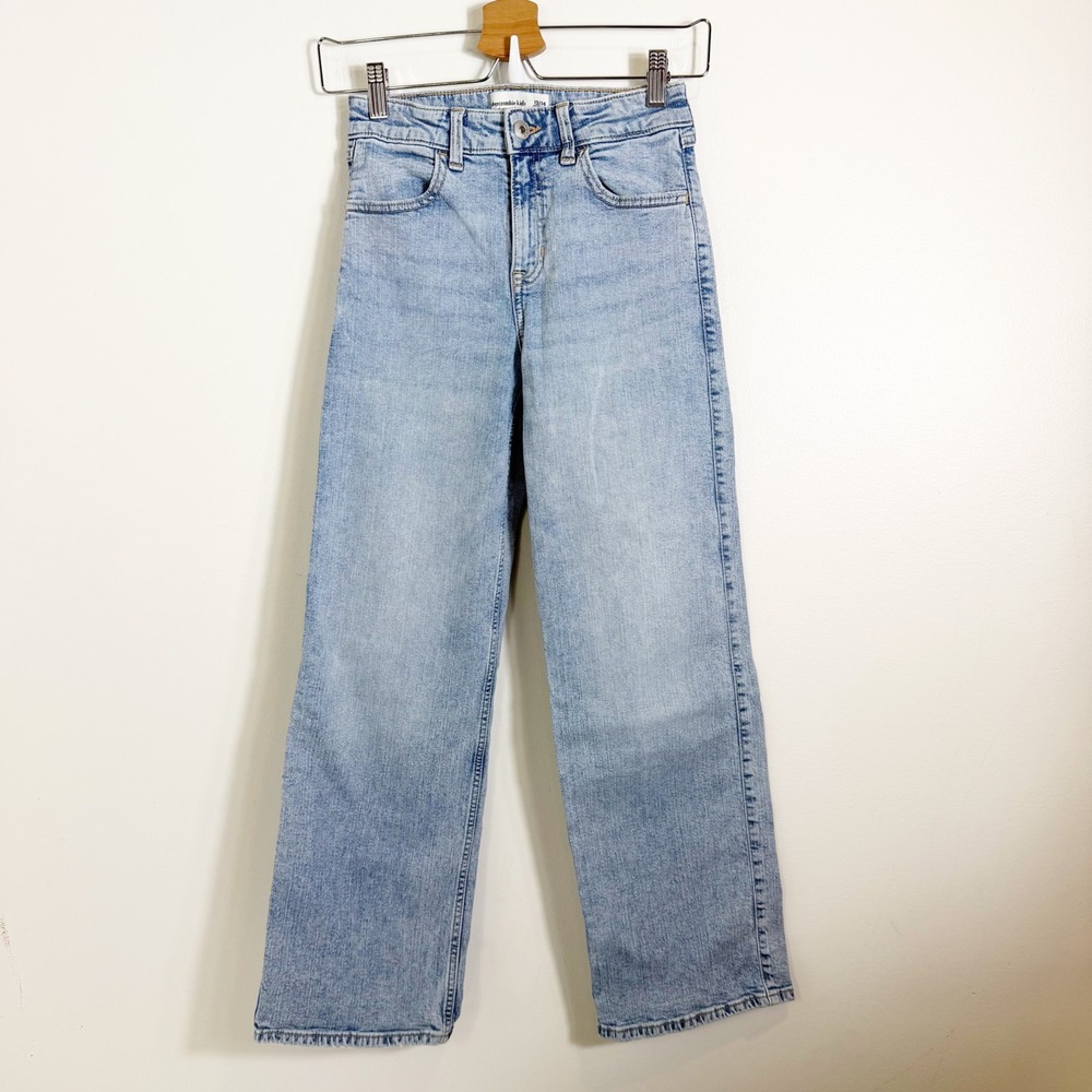Abercrombie Kids Wide Leg Jeans Girls 13/14 Light Wash High Rise Denim Regular